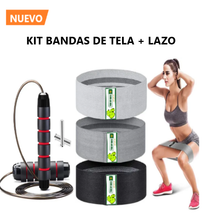 Cargar imagen en el visor de la galería, KIT BANDAS ELASTICAS DE TELA + LAZO CON PESO
