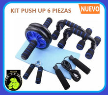 Cargar imagen en el visor de la galería, KIT PUSH UP, RUEDA ABDOMINAL, LAZO PARA SALTAR, SET DE EJERCICIO